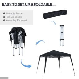 Rackhams Garden Pop up Gazebo Tent Party Water-resistant 2.5 x 2.5M Black - Blue - Steel, oxford fabric - 2.4m x 2.4m x 2.5m - thumbnail 4
