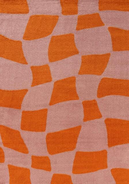 Rackhams Joli Checkered Orange & Pink Rug - 200X290 cm - image 1
