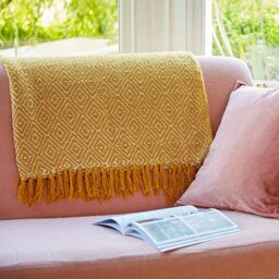 Rackhams Diamond Recycled Cotton Throw - Grey - thumbnail 3