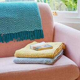 Rackhams Diamond Recycled Cotton Throw - Grey - thumbnail 2