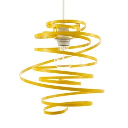 Rackhams Designer Yellow Gloss Metal Double Ribbon Spiral Swirl Pendant Shade