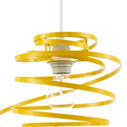 Rackhams Designer Yellow Gloss Metal Double Ribbon Spiral Swirl Pendant Shade - thumbnail 4