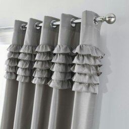"Rackhams Flamenco Fully Lined Eyelet Curtains Silver - Silver - 90x90"" - Curtains" - thumbnail 2