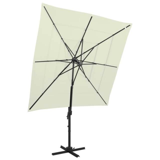 Rackhams 4-Tier Parasol with Aluminium Pole Sand 250x250 cm