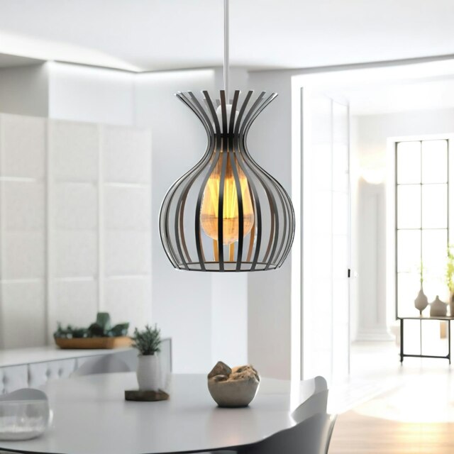 Rackhams Industrial Cage Light Shade Ceiling Pendant Black - image 1