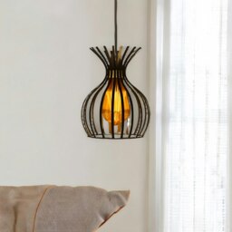 Rackhams Industrial Cage Light Shade Ceiling Pendant Black - thumbnail 4