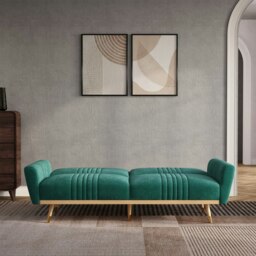 Rackhams Modern Velvet 3 Seater Sofa Bed Recliner Couch with Wood Legs - thumbnail 2