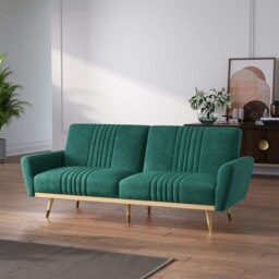 Rackhams Modern Velvet 3 Seater Sofa Bed Recliner Couch with Wood Legs - thumbnail 3