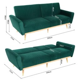 Rackhams Modern Velvet 3 Seater Sofa Bed Recliner Couch with Wood Legs - thumbnail 5