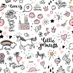 Rackhams Little Princess Unicorn Nursery Textured Wallpaper Pink - thumbnail 2