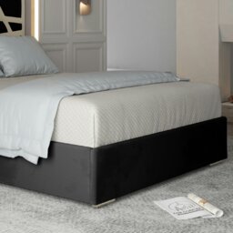 Rackhams Arabella Upholstered Soft Velvet Metal Bed Frame - Black - Black - Double - thumbnail 3