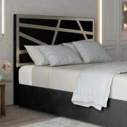 Rackhams Arabella Upholstered Soft Velvet Metal Bed Frame - Black - Black - Double - thumbnail 2