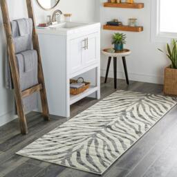 Rackhams City-Animal Print Grey Beige Yellow Boho Zebra Pattern Rug - 80 x 220 cm - thumbnail 1