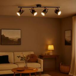 Rackhams Letto Black and Copper 4 Light Ceiling Spotlight Bar