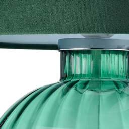 Rackhams Contemporary Emerald Ribbed Glass Table Lamp with Forest Green Velvet Shade - thumbnail 3