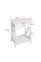 Rackhams 2-Tier Drawer Nightstand Wooden  Bedside Table with Storage Shelf 55.5cm H - White - thumbnail 6