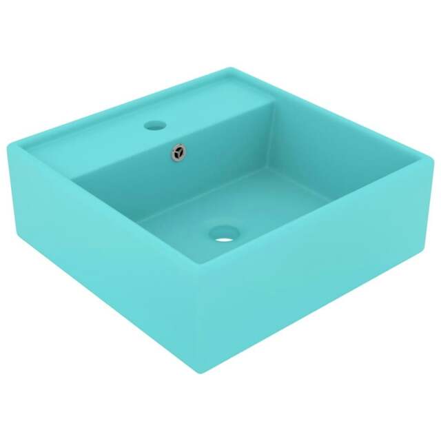 Rackhams Luxury Basin Overflow Square Matt Light Green 41x41 cm Ceramic