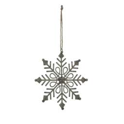 Rackhams Metal Snowflake Christmas Hanging Decoration - White/White - White/White - 18cm x 1cm x 3cm - 100% Mixed