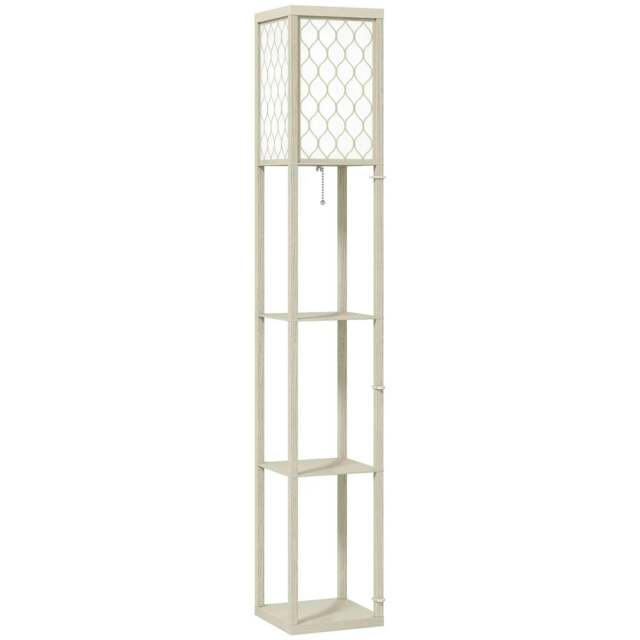 Rackhams Three-Shelf Standing Lamp - Oak/White
