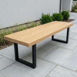 Rackhams Slatted Solid Oak Outdoor Bench - 250cm - thumbnail 2