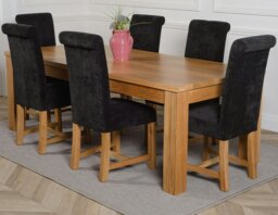 Rackhams Dakota Extra Large Oak Dining Table with Washington Fabric Chairs - 8 chairs - Beige - thumbnail 3