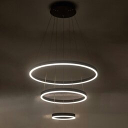 Rackhams Modern 3 Ring Aluminum Round Hanging LED Pendant Light - Dimmable with Remote Control - thumbnail 3
