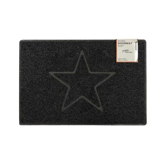 Rackhams Star Medium Embossed Doormat in Black - Black - Vinyl - 1 - image 1