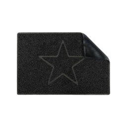 Rackhams Star Medium Embossed Doormat in Black - Black - Vinyl - 1 - thumbnail 2
