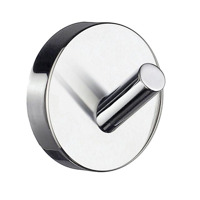 Rackhams Single Polished Chrome Towel Hook (48mm) Wall Mounted Bathroom Storage Round Robe Hooks Clothes Hanger Coat Peg - image 1