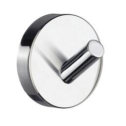 Rackhams Single Polished Chrome Towel Hook (48mm) Wall Mounted Bathroom Storage Round Robe Hooks Clothes Hanger Coat Peg