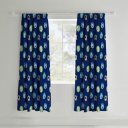 Rackhams Football Lined Pencil Pleat Curtains - 66x72 Inch - Blue - thumbnail 2