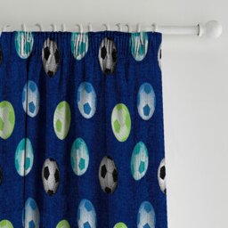 Rackhams Football Lined Pencil Pleat Curtains - 66x72 Inch - Blue