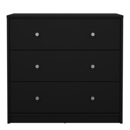 Rackhams May Chest of 3 Drawers in Black - Black - Matt - Melamine - thumbnail 2