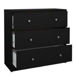 Rackhams May Chest of 3 Drawers in Black - Black - Matt - Melamine - thumbnail 5