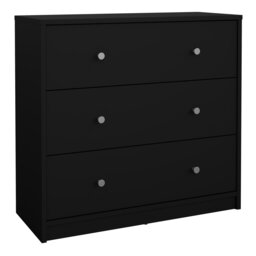 Rackhams May Chest of 3 Drawers in Black - Black - Matt - Melamine