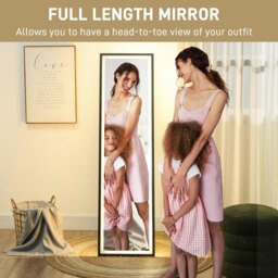 Rackhams 150 x 40cm Full Length Mirror w/ Adjustable Lights Metal Frame Black - Black - thumbnail 3