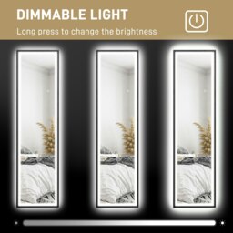 Rackhams 150 x 40cm Full Length Mirror w/ Adjustable Lights Metal Frame Black - Black - thumbnail 4