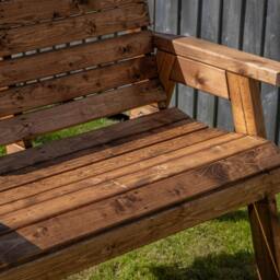 Rackhams Charles Taylor Hand Made Traditional 3 Seater Chunky Rustic Wooden Garden Bench Furniture - thumbnail 5