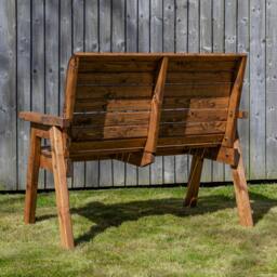 Rackhams Charles Taylor Hand Made Traditional 3 Seater Chunky Rustic Wooden Garden Bench Furniture - thumbnail 2