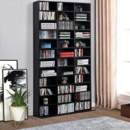 Rackhams CD DVD Media Storage Shelves Display Shelf Racks Wooden Frame - White - thumbnail 2