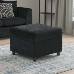 Rackhams Zink Fabric Chenille Black or Grey Footstool - Black