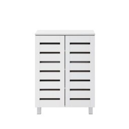 Rackhams Euston Modern 2 Door Shoe Storage Cabinet - Dark Grey - thumbnail 4
