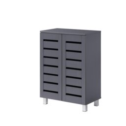 Rackhams Euston Modern 2 Door Shoe Storage Cabinet - Dark Grey - thumbnail 1