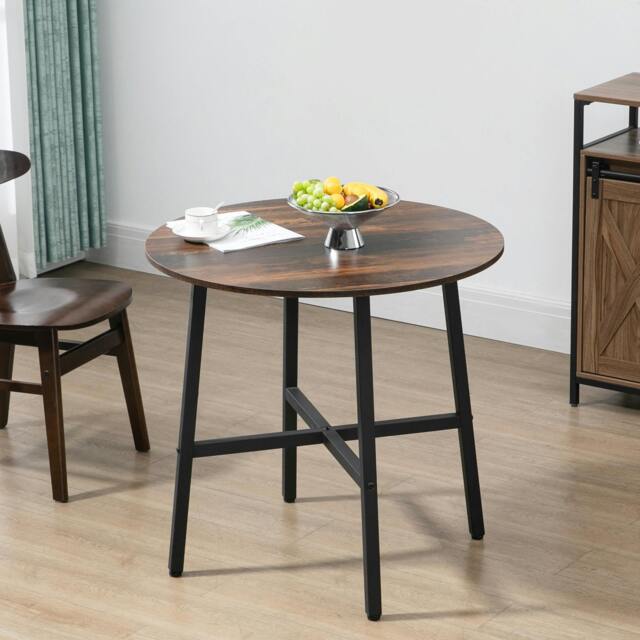 Rackhams 80cm Round Kitchen Table, Dining Table for Small Spaces, Steel Leg - image 1
