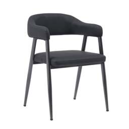 Rackhams Dining Chairs Set of 2, Wrap Around Armchair, Vintage Design in Tan, Grey, or Black for Sophisticated Spaces (Black) - Brown - Metal Steel frame - 47.5cm(d)76cm(h)52cm(w) - thumbnail 3
