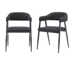 Rackhams Dining Chairs Set of 2, Wrap Around Armchair, Vintage Design in Tan, Grey, or Black for Sophisticated Spaces (Black) - Brown - Metal Steel frame - 47.5cm(d)76cm(h)52cm(w) - thumbnail 2