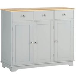 Rackhams Sideboard with Rubberwood Top and Adjustable Shelves for Dining Room, Kitchen - Grey - thumbnail 1