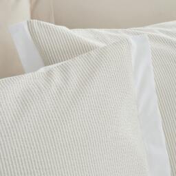 Rackhams Seersucker Woven Stripe 180 Thread Count Cotton Duvet Cover Set Natural - King - Natural - thumbnail 3