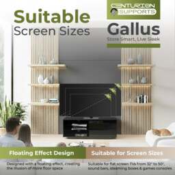 "Rackhams Gallus Gloss Black with 2-Black Drawers and 3-Shelf 32""-55"" LED/LCD/Plasma Cabinet TV Stand" - thumbnail 2