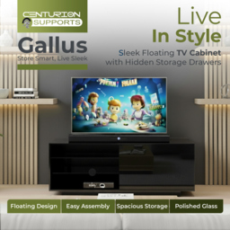 "Rackhams Gallus Gloss Black with 2-Black Drawers and 3-Shelf 32""-55"" LED/LCD/Plasma Cabinet TV Stand" - thumbnail 6
